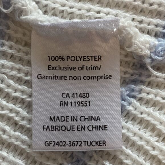 Gentle Fawn “Tucker” White & Light Blue Striped Knit Sweater – Size L - Picture 4 of 9